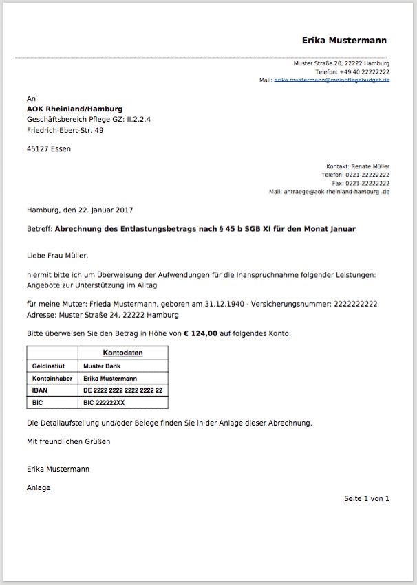 Verhinderungspflege formular