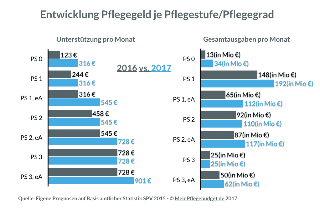 Entwicklung des Pflegegeldes